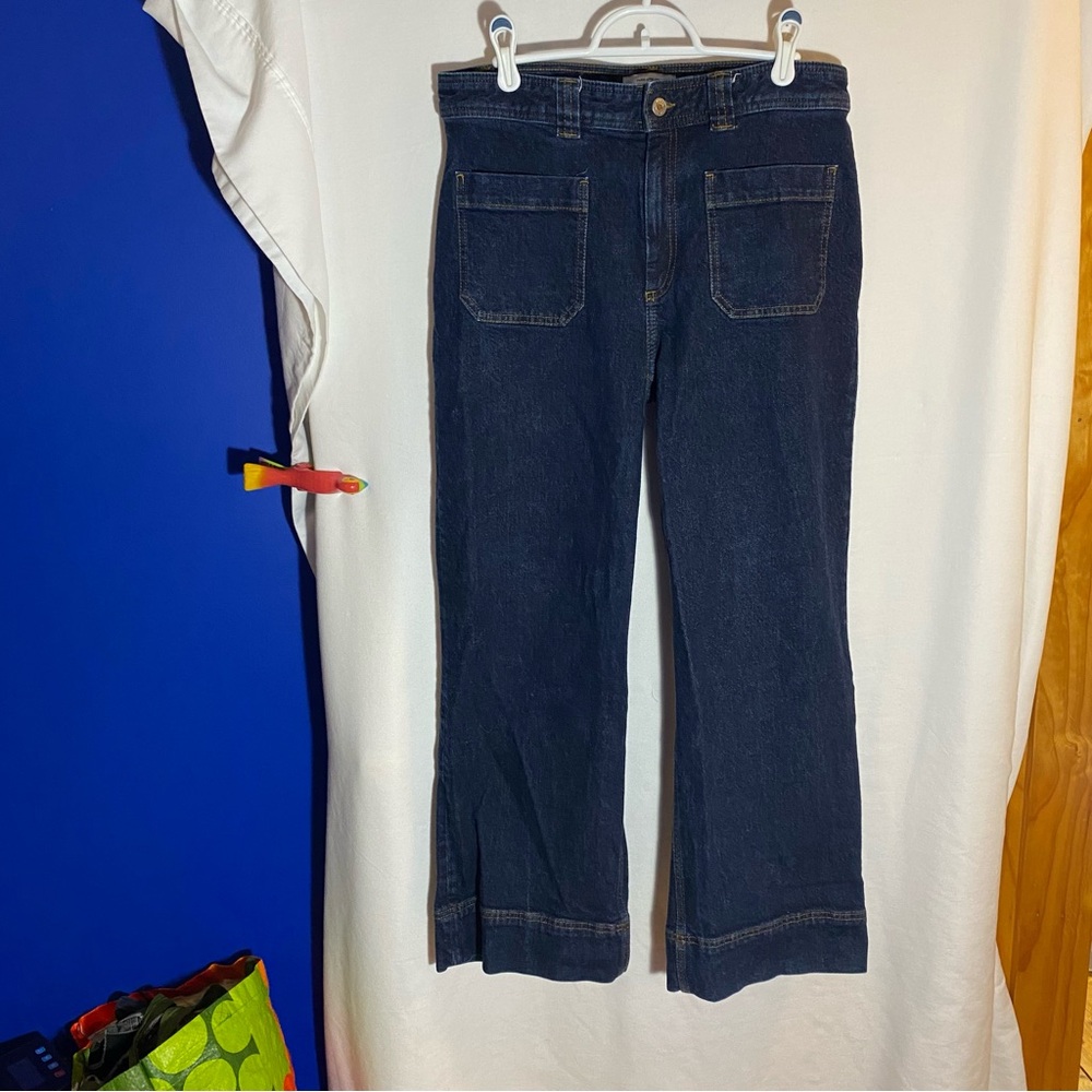 & Other Stories Wide Leg High-Waist Culotte Dark Wash Jeans, Size 10